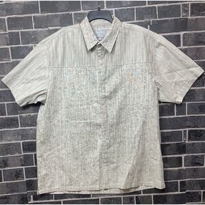 Paulo Solari Shirt Men‎ 3XL Linen Blend Gray Floral Button Up Collared Modern